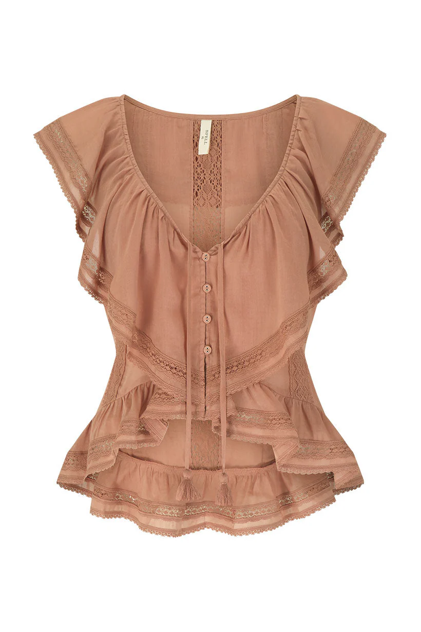 Fleur Lace Frill Sleeveless Blouse - Image 7