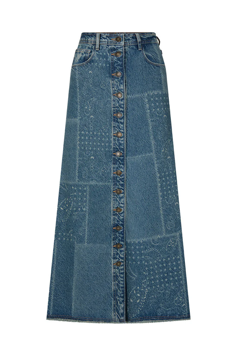 Road Trip Denim Maxi Skirt - Image 10