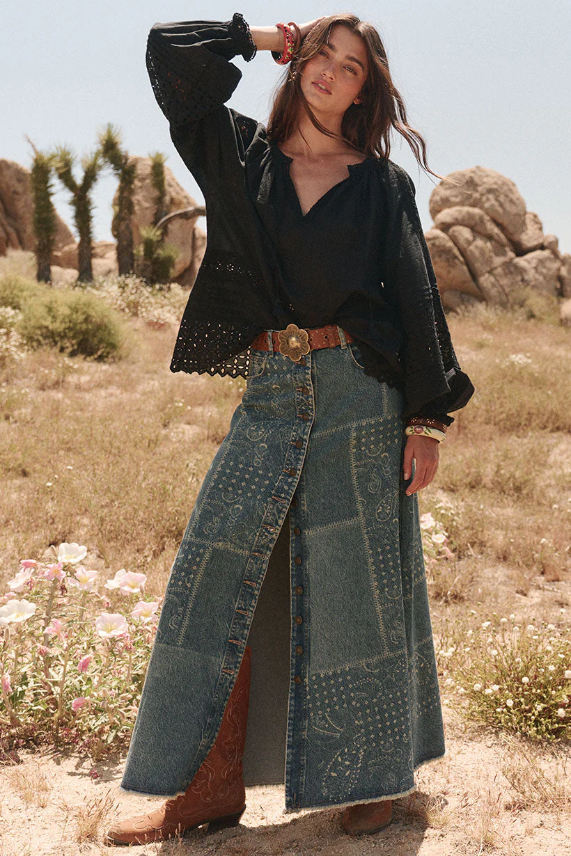 Road Trip Denim Maxi Skirt - Image 4