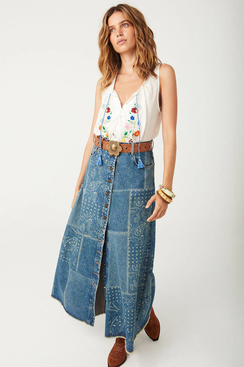 Road Trip Denim Maxi Skirt - Image 6
