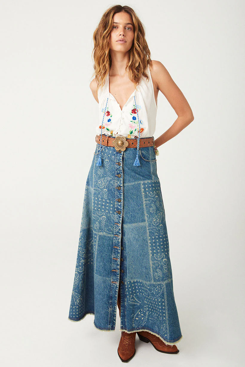 Road Trip Denim Maxi Skirt - Image 7