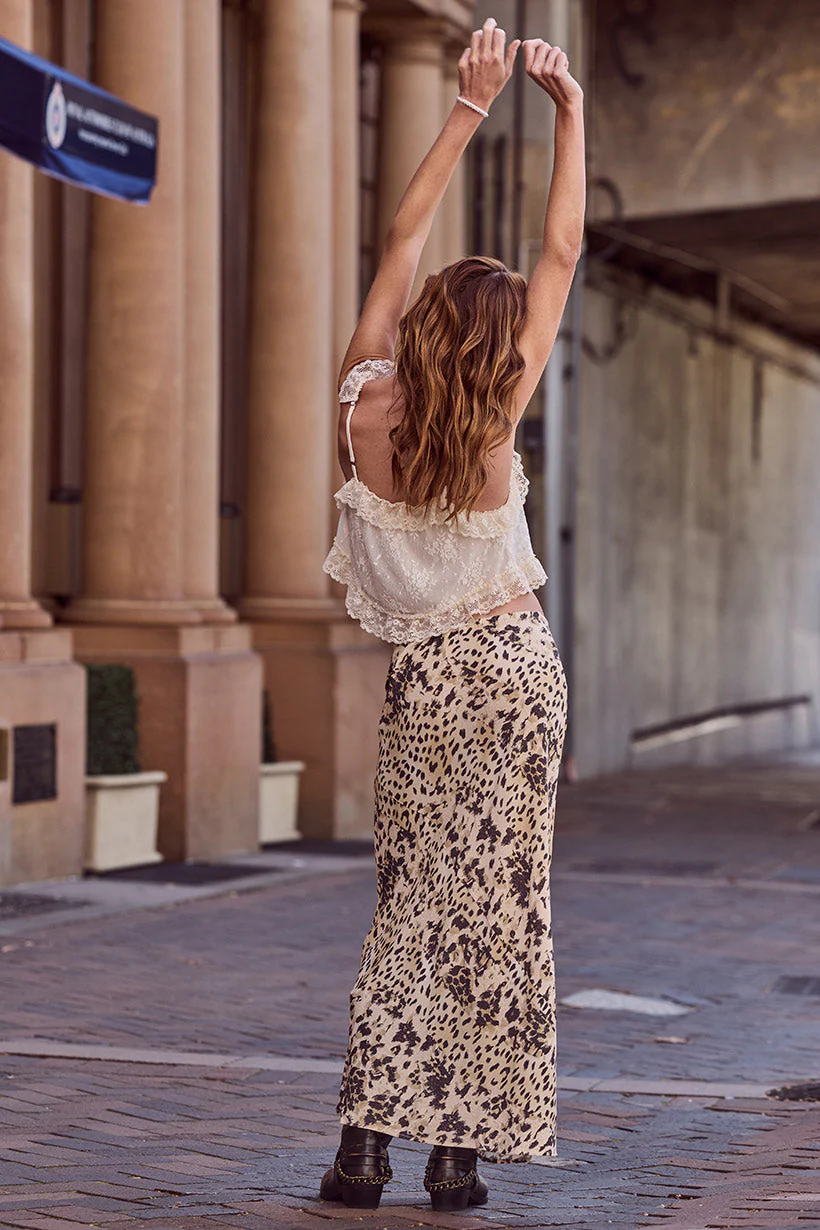 Snow Leopard Bias Maxi Skirt - Image 5